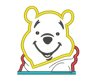 winnie the pooh applique design for embroidery machines in 4x4 instant download
