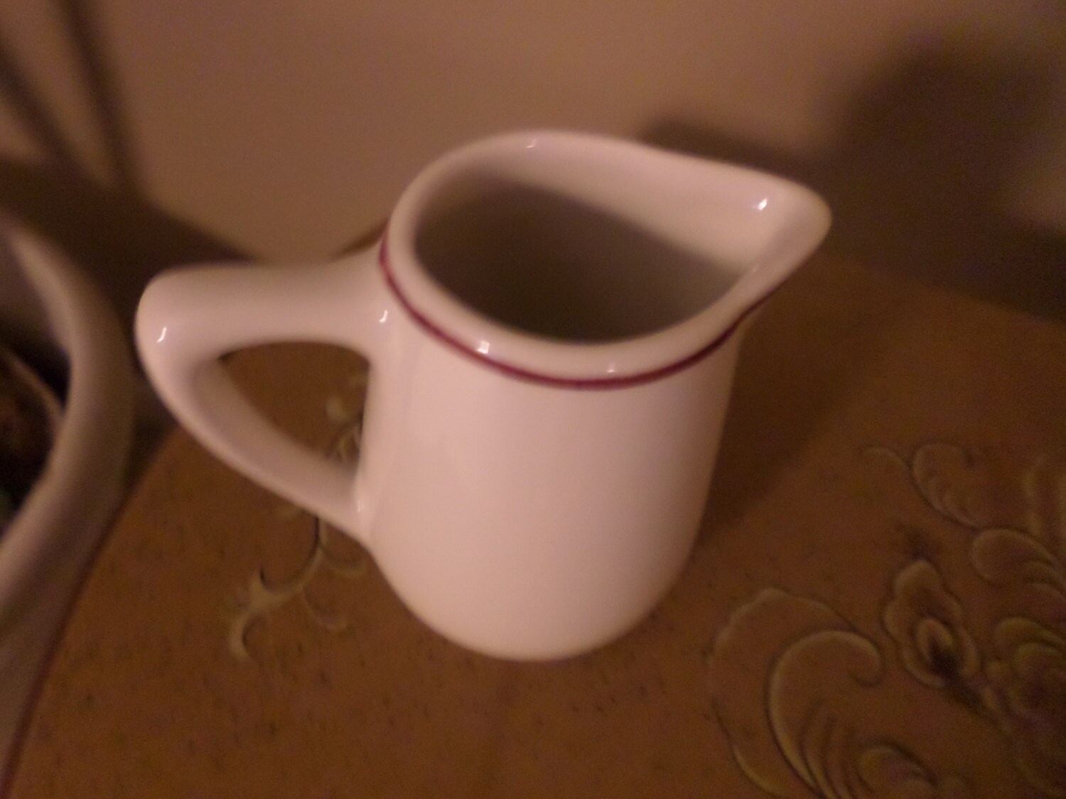 Vintage Small Mayer China White Creamer Pitcher with Red Trim Haute Juice