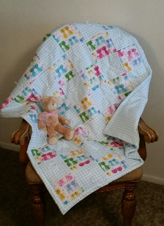 Hand Tied Baby Quilt / Crib Quilt by BonBonsBotique on Etsy