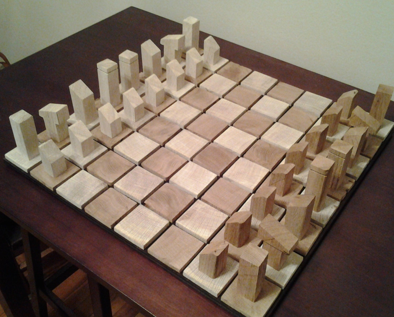 White Oak Wooden Chess Board and Pieces