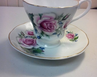 Royal Grafton pink roses teacup and saucer