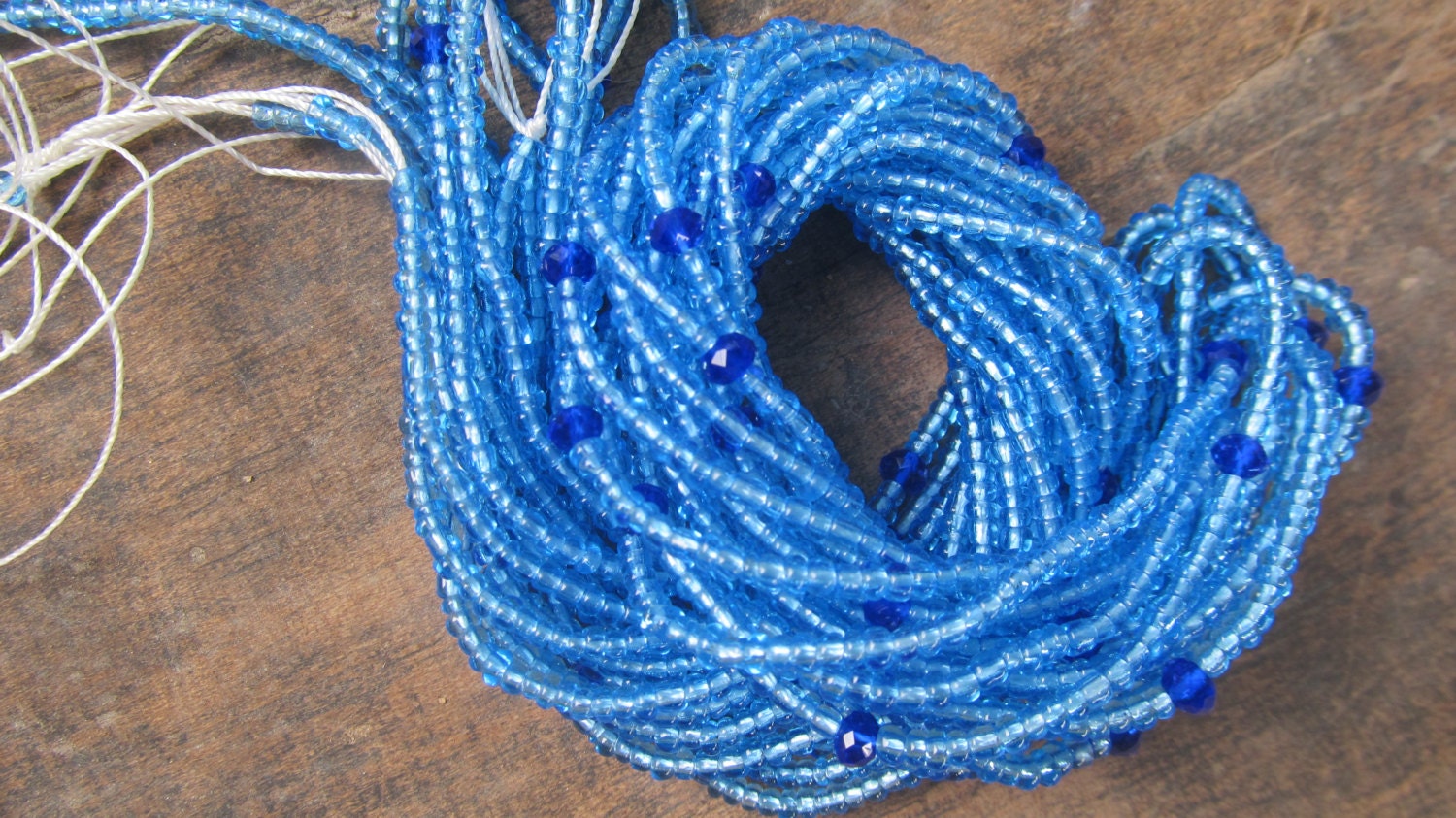 Blue colors waist beads with crystals stranded on by OriginsWB