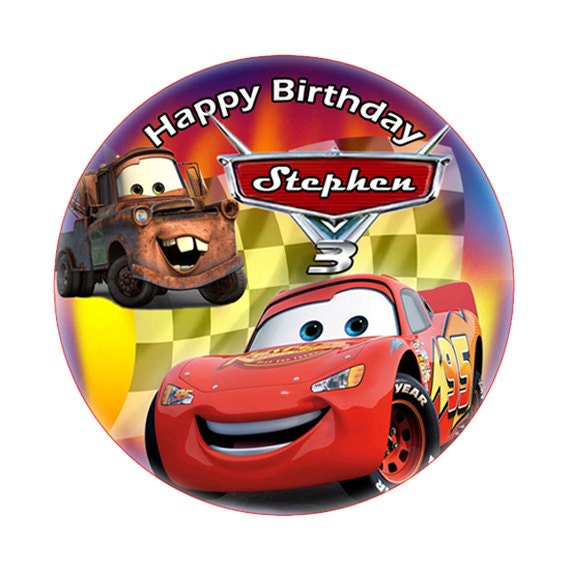 Printed Disney Cars Birthday round sticker - lollipop label from ...