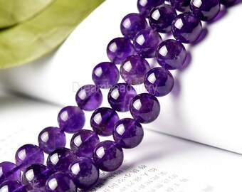 Natural Purple Amethyst Beads, 4 6 8 10 12mm Healing Crystals and Gemstone Beads, Chakra Stone Beads (B164)