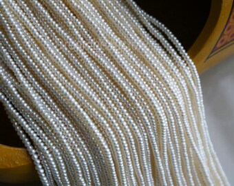 Tiny Seed Pearls Beads, Micro Small Pearl, 3mm Natural White Pearls Strand for DIY Jewelry Craft Making (ZZ39)