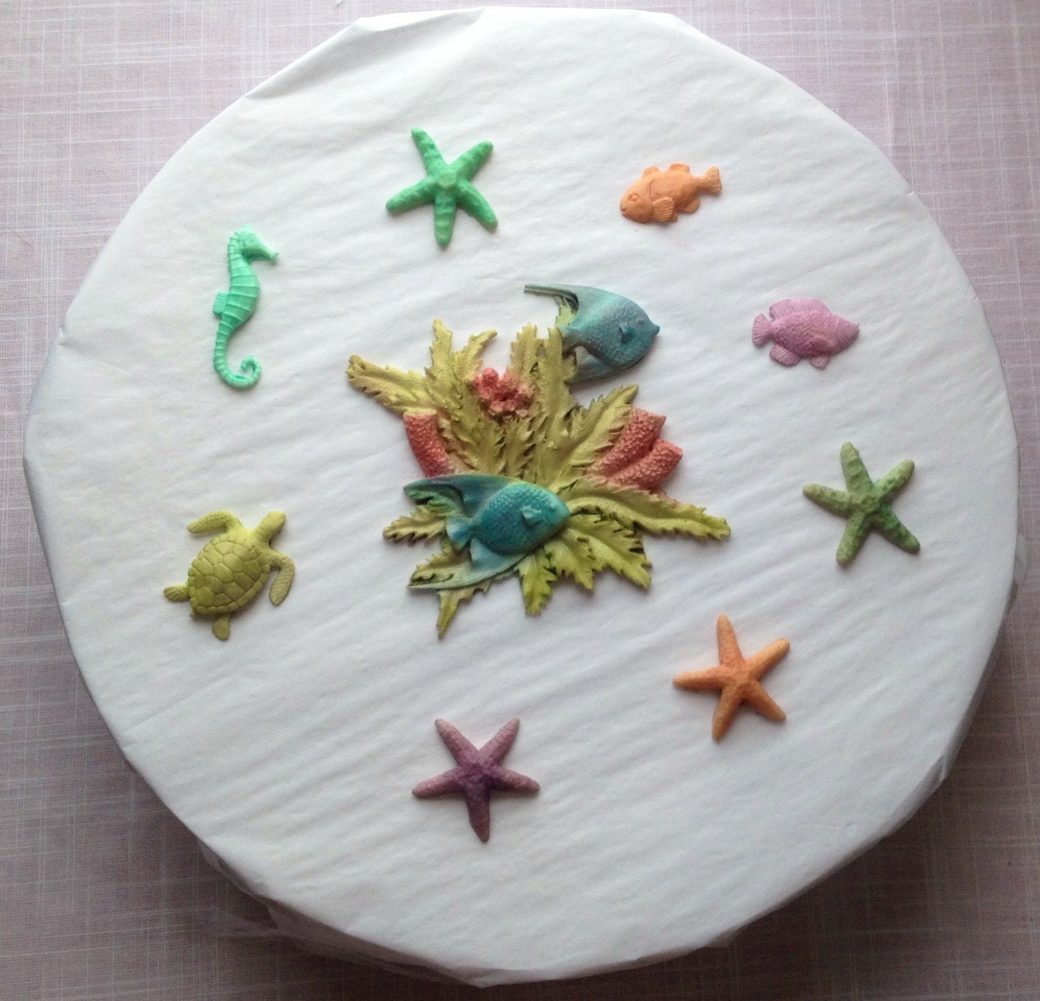 Large Fondant 8 piece Coral Reef Cake Topper Seashells