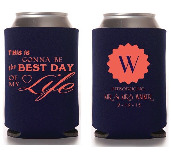 Custom Wedding Koozie The Best Day Of My Life by CCKoozieDesigns