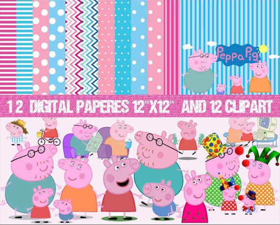 Digital paper and clipart Peppa Pig Digital Paper by Room25Days