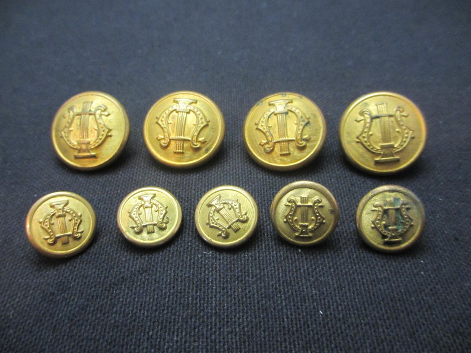 Nine Vintage Superior Quality Brass Button Co Band Uniform