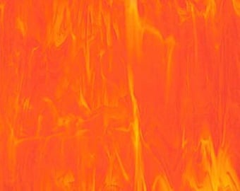Sheet - BRIGHT ORANGE WISPY Stained Glass Sheet Mosaic Supply
