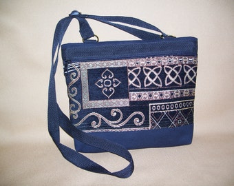 Black and gold canvas and tapestry little shoulder bag
