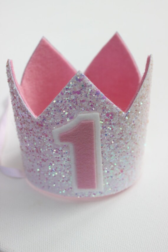 Birthday Crown White/Pink Glitter Birthday Crown Baby
