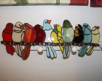 Stained Glass Birds on a Wire