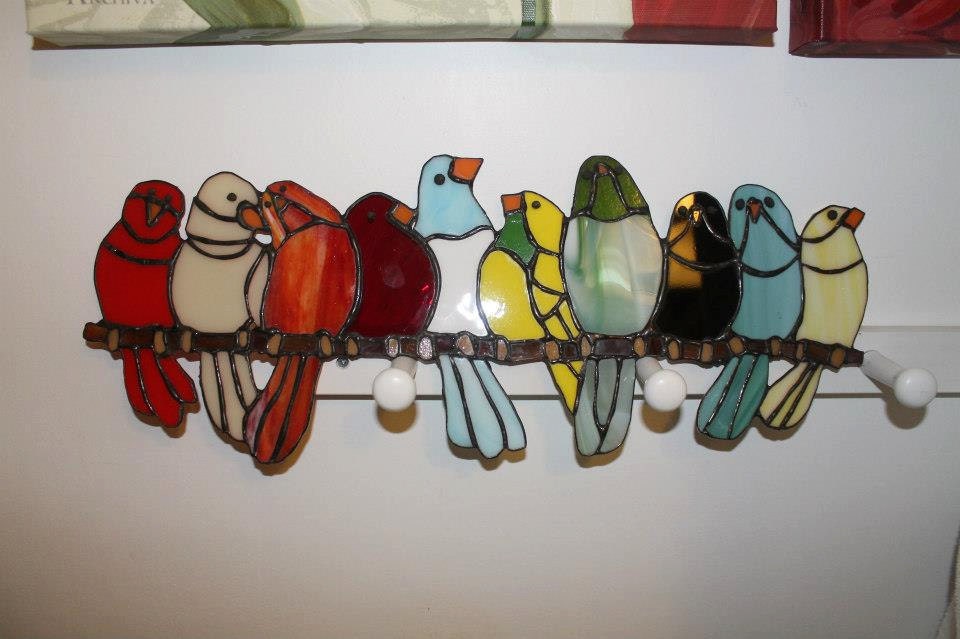 Stained Glass Birds on a Wire