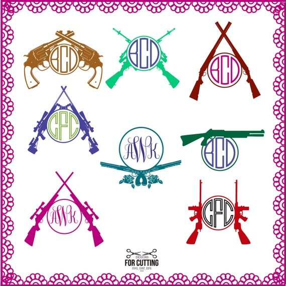 Download Riffle Gun monogram Frame cut Files SVG DXF EPS. stir