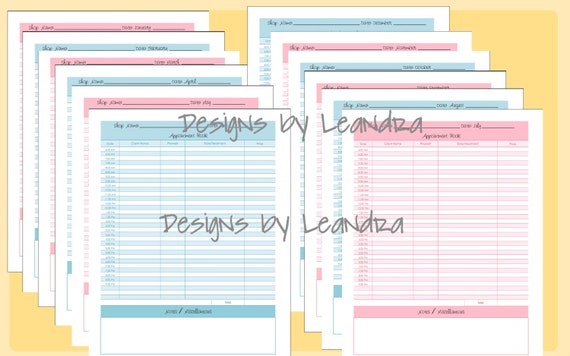 Appointment Book Printout Scheduling Book by DesignsbyLeandra