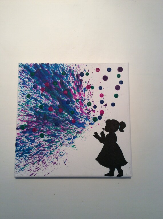 Items similar to Handmade Melted Crayon Art Little Girl Silhouette