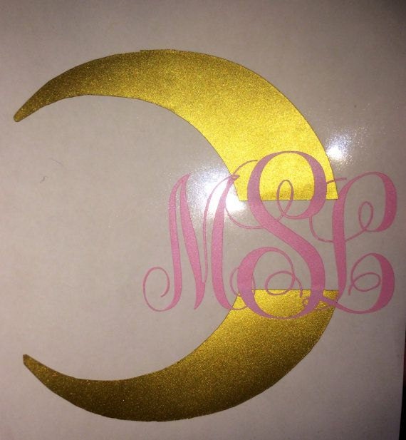 Items similar to Crescent Moon Monogram Decal on Etsy