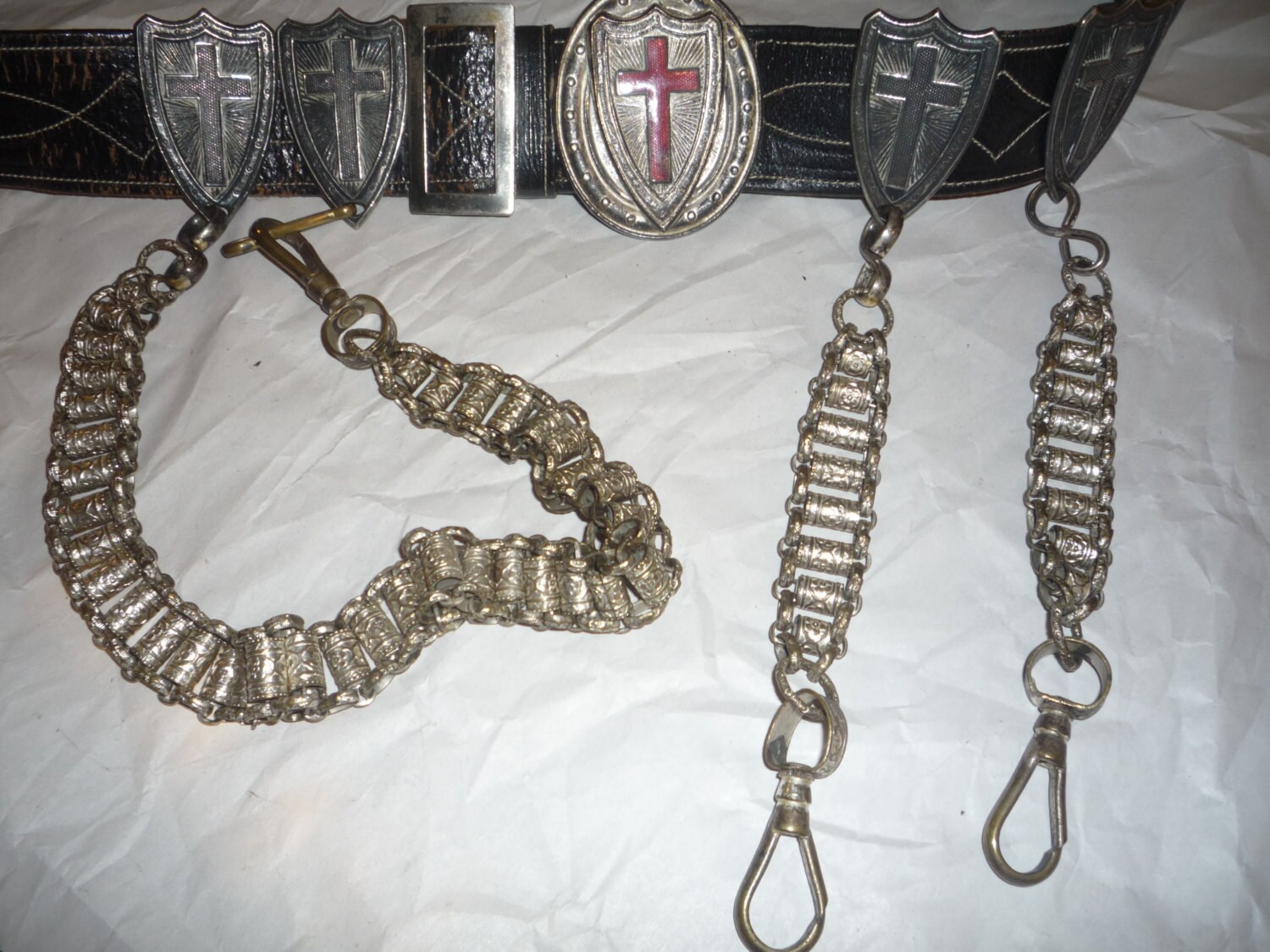 Antique Masonic Knights Templar Sword Belt Rite Ceremonial