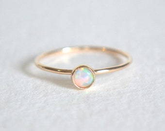 Gold Opal Ring, Gold Filled Opal Ring, White Opal Ring Gold, Stacking Ring, Opal Gold Filled Ring, Dainty Opal Ring, Opal Stackable Ring