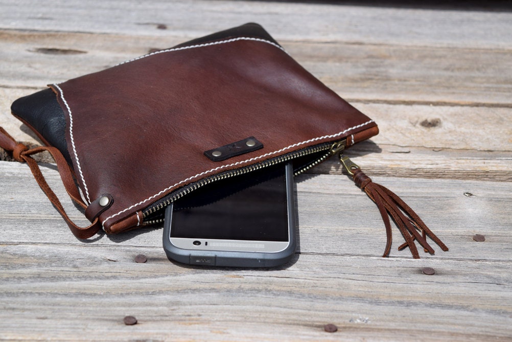 leather purse with phone pocket