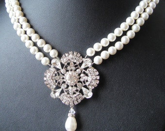 Vintage Style Bridal Necklace Statement Wedding By Luxedeluxe