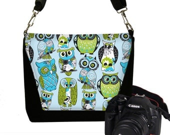 Digital SLR Camera Bag Dslr Camera Bag Purse Womens Camera Bag Case Deluxe - Deluxe Cute Owl blue green RTS