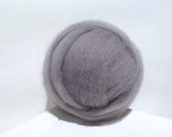 Silver Grey wool roving, Felting wool, begginer Spinning Fiber, grey roving gray light pewter ash smoke, hand dyed