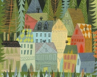 A sleepy village in Norway. 11x14 limited edition print by Matte Stephens.