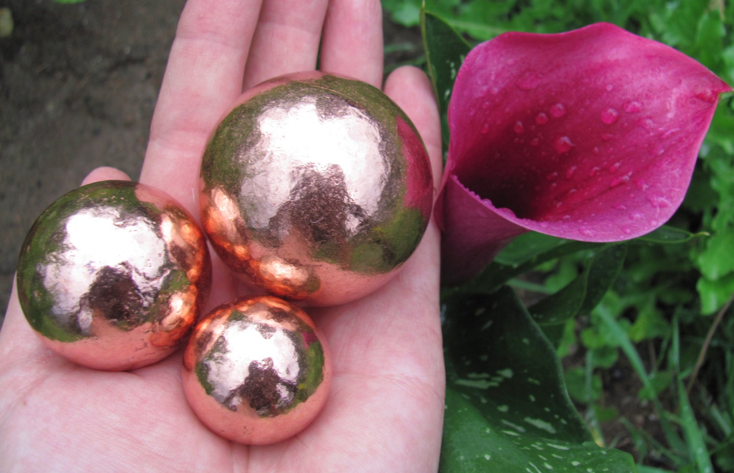 Copper Sphere Natural Solid Copper Ball Gift Set 1.5