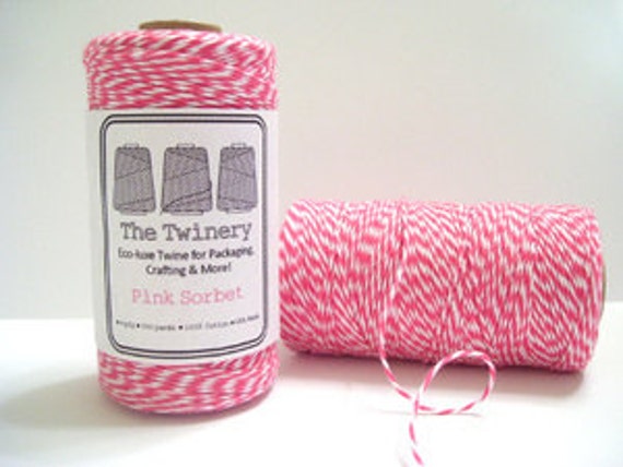 Pink Sorbet Bakers Twine - Pink & White Il_570xn