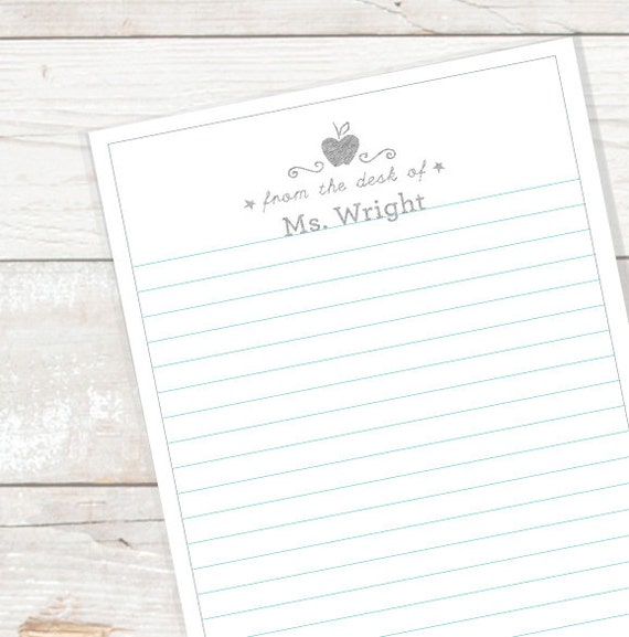 Custom Personalized Teacher Stationery DIY Printable
