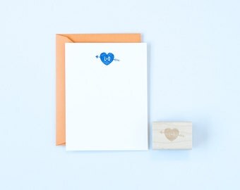 Heart & Arrow Initials Rubber Stamp Wedding Invitation Personalized