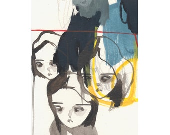 original painting on paper-things that crashed