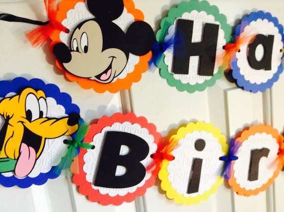 Disney Banner: Happy Birthday Banner Disney Theme Party by Zooly