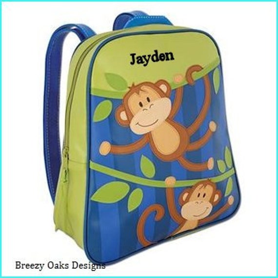 Personalized Monkey GoGo Bag School Book bag Toddler