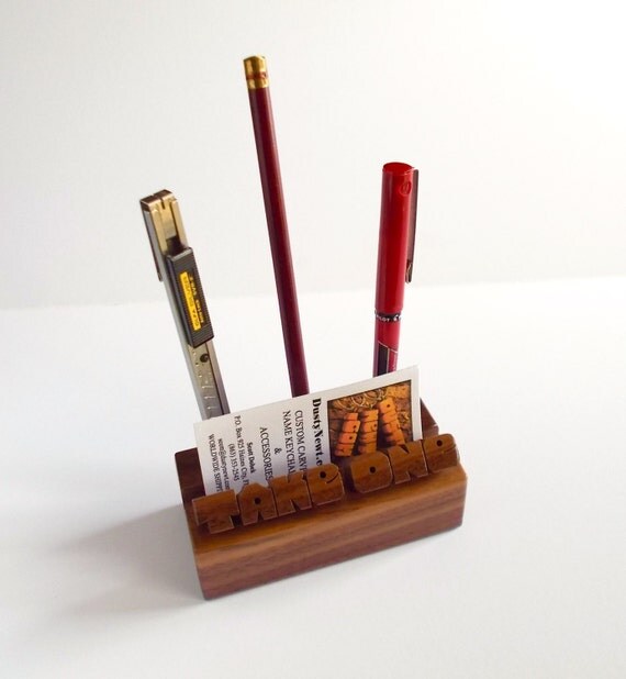 Deluxe Desk Name / Business Card / Pen Holder Your by DustyNewt