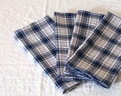 Cotton Napkins, Blue, Gray, Plaid, Eco Friendly, Reusable, Summer, Dining, Set of Four