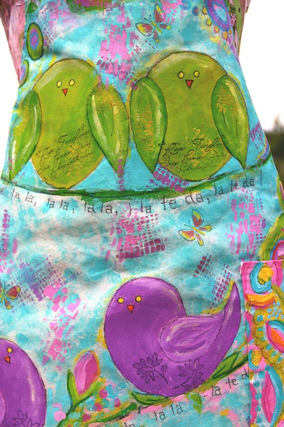 Original Hand Painted Wearable Art Apron Mixed Media Apron For