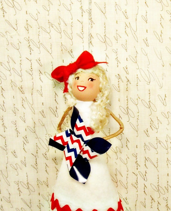 Patriotic Ooak Art Doll Vintage Retro Inspired By Sugarcookiedolls