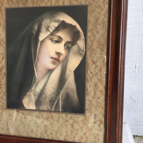 Antique George B. Petty Modern Madonna Tinted Photo Print C.