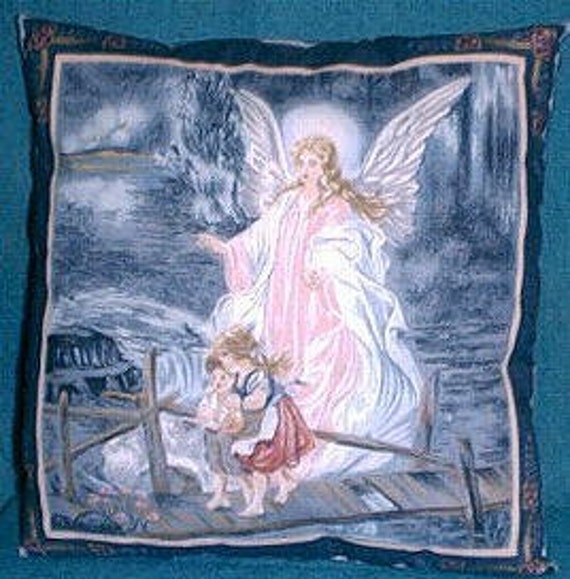 Guardian Angel Pillow with Guardian Angel Prayer by artzkalore
