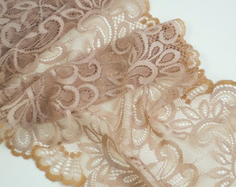 1Y Vintage Lace Rayon Champagne Beige 8 Inches Wide