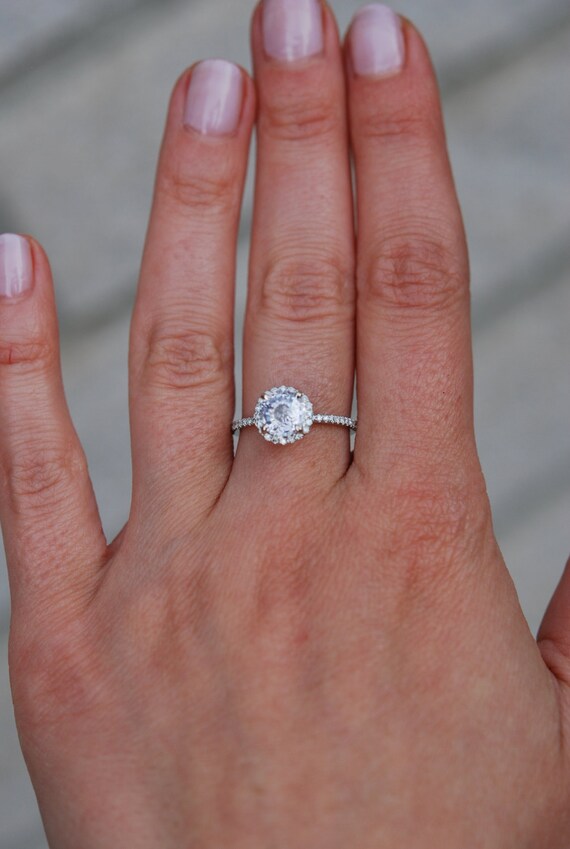 white sapphire ring 1 55ct unheated sapphire halo ring white sapphire ring 1 55ct unheated sapphire halo ring