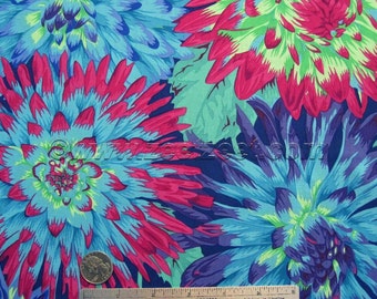 Kaffe Fassett CACTUS DAHLIA Blue Green Magenta Gp054 Quilt Fabric - by the Yard, Half Yard, or Fat Quarter FQ
