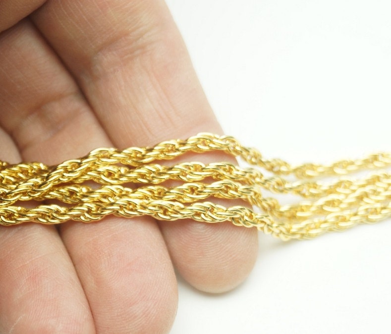 1mt Matte Gold Plated Twisted Chain3x3mm024020GP