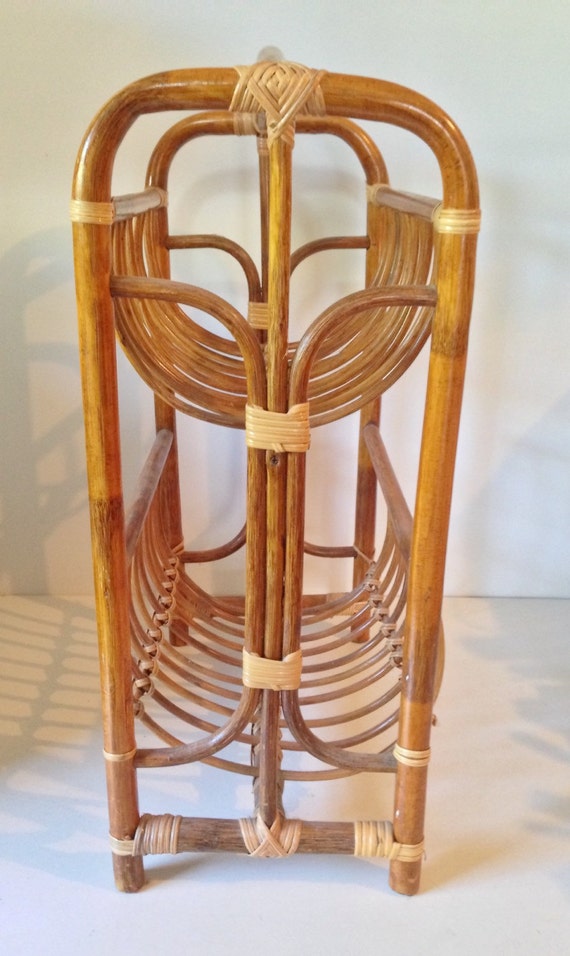 vintage rattan magazine rack two level rattan by ninedoorsvintage