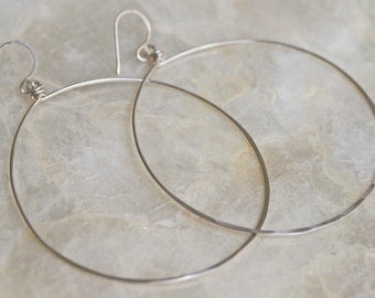 Silver Hoop Earrings, Large Silver Hoop Earrings, Hammered Silver Hoop Earrings, Light Weight Silver Hoop Earrings, Disco Hoops