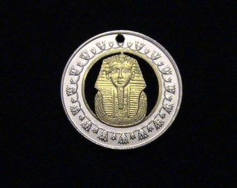EGYPT - cut coin pendant - w/ King Tut - 2005