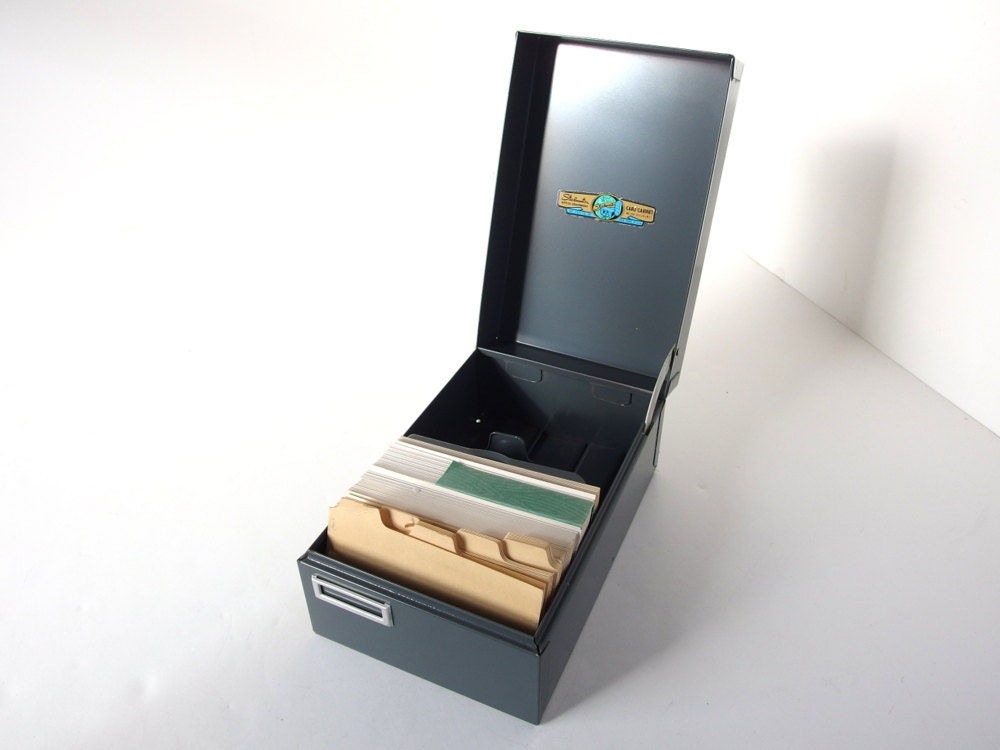 Vintage Office Steelmaster Metal File Box, Industrial Gray Storage